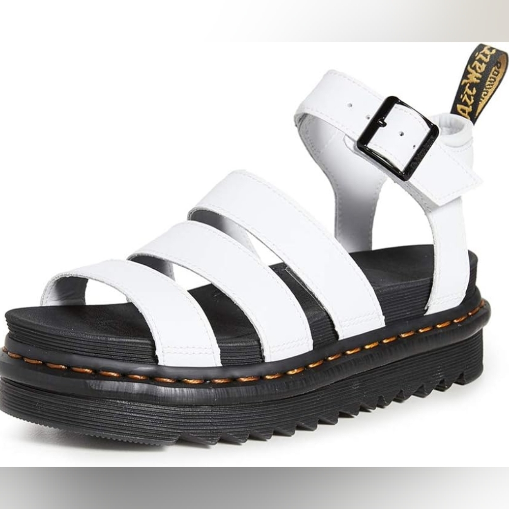 NEW!! Dr. Martens Air Wair Strappy White Leather BLAIRE Platform Sandals Size 10